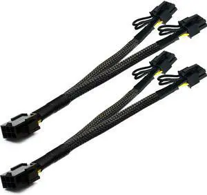 PCIe 6 Pin to Dual PCIe 8 Pin (6+2) Graphics Card Power Adapter Cable, PCI Express GPU VGA Y-Splitter Extension Sleeved Power Cable for Mining Video Card, 9 Inches, 2 Pack PCIe 6 Pin to Dual PCIe 8 Pin (6+2) Graphics Card Power Adapter Cable, PCI Express GPU VGA Y-Splitter Extension Sleeved Power Cable for Mining Video Card, 9 Inches, 2 Pack