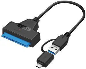 SATA to USB 3.0 & USB-C Adapter Cable for 2.5 Inch HDD SSD, External Hard Drive Converter Support UASP Protocol, High Speed Hard Disk Data Transfer Cable, Black, eokCXOY SATA to USB 3.0 & USB-C Adapter Cable for 2.5 Inch HDD SSD, External Hard Drive Converter Support UASP Protocol, High Speed Hard Disk Data Transfer Cable, Black, eokCXOY