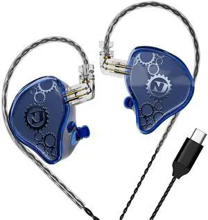 ND Venus In Ear Monitor Headphones, 10mm Double Magnetic Dynamic Driver IEM Earphones, HiFi Wired Gaming Earbuds, 2 Pin Detachable Cable with Microphone, USB-C Plug, Blue ND Venus In Ear Monitor Headphones, 10mm Double Magnetic Dynamic Driver IEM Earphones, HiFi Wired Gaming Earbuds, 2 Pin Detachable Cable with Microphone, USB-C Plug, Blue