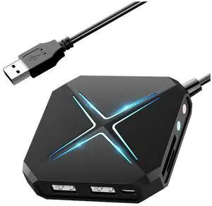 USB 2.0 Multi-Function Hub, 1-to-6 USB Splitter Expander with Card Reader & 3.5mm Audio Jack, Supports Microphone and Audio Output USB 2.0 Multi-Function Hub, 1-to-6 USB Splitter Expander with Card Reader & 3.5mm Audio Jack, Supports Microphone and Audio Output