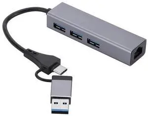 Type-C to Gigabit Ethernet Adapter with 3-Port USB 3.0 Hub, USB-C / USB-A to RJ45 LAN Network Port Splitter, USB 3.0 Data Hub for Laptop, Desktop PC Type-C to Gigabit Ethernet Adapter with 3-Port USB 3.0 Hub, USB-C / USB-A to RJ45 LAN Network Port Splitter, USB 3.0 Data Hub for Laptop, Desktop PC