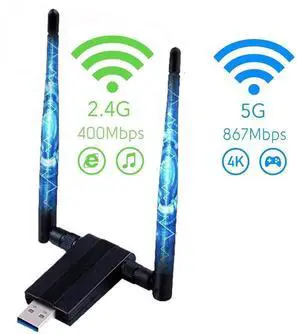 1200Mbps USB 3.0 Wireless WiFi Adapter, Dual Band 2.4G/5G WiFi Dongle with 5dBi Antenna, 802.11AC Network Receiver for Desktop PC Laptop, Supports Windows XP/Vista/7/8/10 1200Mbps USB 3.0 Wireless WiFi Adapter, Dual Band 2.4G/5G WiFi Dongle with 5dBi Antenna, 802.11AC Network Receiver for Desktop PC Laptop, Supports Windows XP/Vista/7/8/10