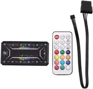 WISDUM PC Case RGB Fan Control Board with Remote Control, 10 Ports RGB Fan Lighting Controller, Wireless Color Mode Switch Panel for Computer Gaming Chassis Cooling Fans WISDUM PC Case RGB Fan Control Board with Remote Control, 10 Ports RGB Fan Lighting Controller, Wireless Color Mode Switch Panel for Computer Gaming Chassis Cooling Fans