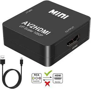 1080P Mini RCA Composite AV to HDMI Converter, CVBS RCA to HDMI Video Audio Adapter, Supports PAL/NTSC for Xbox PS4 VHS VCR Blu-Ray Player STB Laptop PC 1080P Mini RCA Composite AV to HDMI Converter, CVBS RCA to HDMI Video Audio Adapter, Supports PAL/NTSC for Xbox PS4 VHS VCR Blu-Ray Player STB Laptop PC