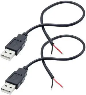 2Pcs 30cm USB 2.0 A Male 2 Pin Bare Wire Pigtail Cable,11.8In Open End Power Cord 5V 3A,USB Power Lead for Equipment Installation,Replacement,Repair & DIY Projects 2Pcs 30cm USB 2.0 A Male 2 Pin Bare Wire Pigtail Cable,11.8In Open End Power Cord 5V 3A,USB Power Lead for Equipment Installation,Replacement,Repair & DIY Projects