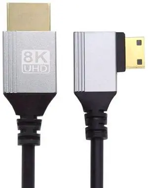 0.5m Ultra Thin 90 Degree Right Angled Mini HDMI 2.1 Type-A to Type-C Cable,8K 4K Hyper Flexible Slim HDTV Cord,High Speed Video Cable for Camera,Monitor,HDTV,Projector 0.5m Ultra Thin 90 Degree Right Angled Mini HDMI 2.1 Type-A to Type-C Cable,8K 4K Hyper Flexible Slim HDTV Cord,High Speed Video Cable for Camera,Monitor,HDTV,Projector