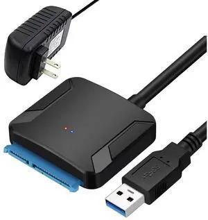 USB 3.0 to SATA III Hard Drive Adapter Cable with 12V 2A Power Supply, External SATA to USB Converter for 2.5" & 3.5" SSD HDD, Support UASP Protocol USB 3.0 to SATA III Hard Drive Adapter Cable with 12V 2A Power Supply, External SATA to USB Converter for 2.5" & 3.5" SSD HDD, Support UASP Protocol
