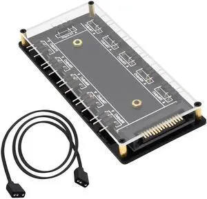 5V 3PIN ARGB Hub, 1 to 10 Way RGB Fan Splitter Controller with SATA Power, ARGB LED Light Strip Extension Adapter, Expand Motherboard ARGB Interface for PC Chassis Fan Lighting 5V 3PIN ARGB Hub, 1 to 10 Way RGB Fan Splitter Controller with SATA Power, ARGB LED Light Strip Extension Adapter, Expand Motherboard ARGB Interface for PC Chassis Fan Lighting