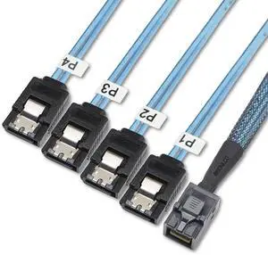 3.2 Feet Internal HD Mini SAS Cable SFF-8643 Male to 4 SATA Cable, Black Mini SAS HD to 4 SATA Digital Connection Cord for Server RAID Storage (1 Pack) 3.2 Feet Internal HD Mini SAS Cable SFF-8643 Male to 4 SATA Cable, Black Mini SAS HD to 4 SATA Digital Connection Cord for Server RAID Storage (1 Pack)