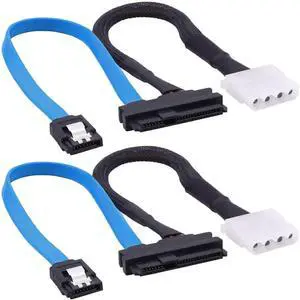 30cm 11.8in SFF-8482 SAS 29 Pin to SATA III 3.0 7Pin Female to Female Extension Cable with LP4 IDE 4Pin Molex Power Port, SAS to SATA Adapter Cable for HDD RAID Storage (2 Pack) 30cm 11.8in SFF-8482 SAS 29 Pin to SATA III 3.0 7Pin Female to Female Extension Cable with LP4 IDE 4Pin Molex Power Port, SAS to SATA Adapter Cable for HDD RAID Storage (2 Pack)