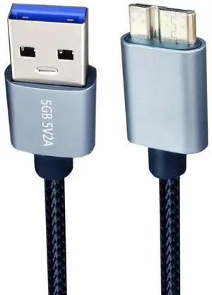 0.98ft USB 3.0 Type-A Male to Micro B Male Cable, 5Gbps High Speed Data Sync Cord Silver, Compatible with WD Seagate Toshiba External SSD Hard Drive, Digital Camera 0.98ft USB 3.0 Type-A Male to Micro B Male Cable, 5Gbps High Speed Data Sync Cord Silver, Compatible with WD Seagate Toshiba External SSD Hard Drive, Digital Camera