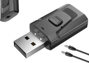 4-in-1 Bluetooth 5.0 Transmitter Receiver, USB BT Audio Adapter with 3.5mm AUX Jack, Wireless Stereo Audio Dongle for Car AUX, PC, TV, Speaker & Home Audio System 4-in-1 Bluetooth 5.0 Transmitter Receiver, USB BT Audio Adapter with 3.5mm AUX Jack, Wireless Stereo Audio Dongle for Car AUX, PC, TV, Speaker & Home Audio System