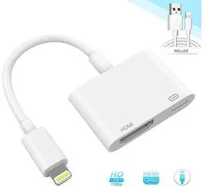 2 in 1 iPhone to HDMI Adapter, Plug and Play 1080P Digital Audio Video Converter, New Updated Version Compatible with iPhone Devices, eokCXOY 2 in 1 iPhone to HDMI Adapter, Plug and Play 1080P Digital Audio Video Converter, New Updated Version Compatible with iPhone Devices, eokCXOY