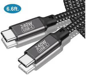 Braided USB C to USB C Cable, 240W PD 3.1 Fast Charging Cable 6.6ft (2M), Black Type-C Charger Cord for Laptop, Smartphone, Tablet and USB-C Power Adapters Braided USB C to USB C Cable, 240W PD 3.1 Fast Charging Cable 6.6ft (2M), Black Type-C Charger Cord for Laptop, Smartphone, Tablet and USB-C Power Adapters