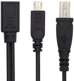 30CM Type-C Female to Micro USB Male & USB 2.0 Type-B Male Splitter Cable, USB-C Jack to Micro USB + Standard Type B Plug 2-in-1 Extension Charging Cord 30CM Type-C Female to Micro USB Male & USB 2.0 Type-B Male Splitter Cable, USB-C Jack to Micro USB + Standard Type B Plug 2-in-1 Extension Charging Cord