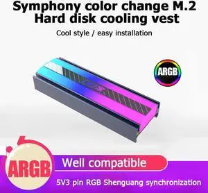 5V 3Pin ARGB M.2 2280 SSD Heatsink, Passive Cooling Radiator with Thermal Pad for M.2 2280 Solid State Drive, PC SSD Cooler 5V 3Pin ARGB M.2 2280 SSD Heatsink, Passive Cooling Radiator with Thermal Pad for M.2 2280 Solid State Drive, PC SSD Cooler