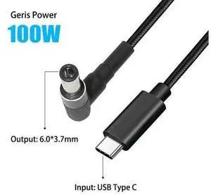 100W USB C to 6.0*3.7mm DC Charging Adapter Cable, USB Type-C PD Power Plug Converter for Laptop Notebook PC 100W USB C to 6.0*3.7mm DC Charging Adapter Cable, USB Type-C PD Power Plug Converter for Laptop Notebook PC