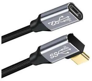 Left & Right Angled USB 3.1 Type-C Male to Female Extension Cable, 10Gbps Data Transfer 100W PD Charging Cord with Protective Sleeve for Laptops Left & Right Angled USB 3.1 Type-C Male to Female Extension Cable, 10Gbps Data Transfer 100W PD Charging Cord with Protective Sleeve for Laptops