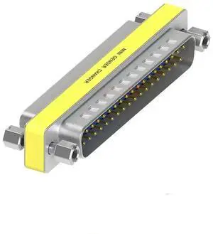 37 Pin High Density D-Sub Male to Female Adapter, 180 Degree Straight Metal Connector Support 3A Current 37 Pin High Density D-Sub Male to Female Adapter, 180 Degree Straight Metal Connector Support 3A Current