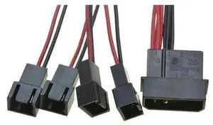 Molex IDE 4Pin D Male to 4-Way 3Pin Fan Splitter Cable, 1 to 4 Ports 12V PC Cooling Fan Y Splitter Power Extension Cable for Chassis Coolers Molex IDE 4Pin D Male to 4-Way 3Pin Fan Splitter Cable, 1 to 4 Ports 12V PC Cooling Fan Y Splitter Power Extension Cable for Chassis Coolers