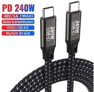240W USB C to USB C Cable 6.6ft/2M, PD 3.1 Fast Charging Nylon Braided Type C Charger Cord, 48V 5A USB-C Cable for Laptops, Tablets, Phones and All USB-C Devices 240W USB C to USB C Cable 6.6ft/2M, PD 3.1 Fast Charging Nylon Braided Type C Charger Cord, 48V 5A USB-C Cable for Laptops, Tablets, Phones and All USB-C Devices
