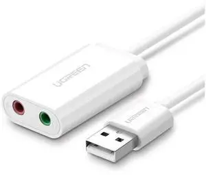 USB External Sound Card, USB to 3.5mm Female Audio Adapter with Separate Earphone & Mic Ports, 2 Hole USB Audio Card for PC, Laptop, PS4, Speaker, White eokCXOY USB External Sound Card, USB to 3.5mm Female Audio Adapter with Separate Earphone & Mic Ports, 2 Hole USB Audio Card for PC, Laptop, PS4, Speaker, White eokCXOY