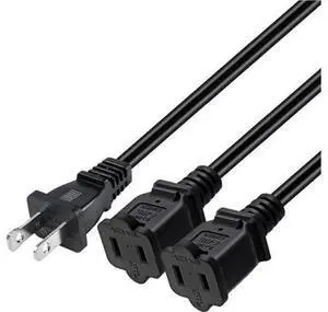 2ft (0.64m) US AC 2-Prong Polarized Power Splitter Cord, 1 Input to 3 Outlets Power Extension Adapter, 180 Degree Angle, ETL Listed 2ft (0.64m) US AC 2-Prong Polarized Power Splitter Cord, 1 Input to 3 Outlets Power Extension Adapter, 180 Degree Angle, ETL Listed