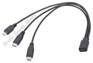 30cm USB C Female to Dual Type-C & 5Pin Micro USB Male Charging Adapter Cable, Universal Multi-head Charging Cord for Smartphone, Tablet, Multi-device Simultaneous Charging Conversion Wire 30cm USB C Female to Dual Type-C & 5Pin Micro USB Male Charging Adapter Cable, Universal Multi-head Charging Cord for Smartphone, Tablet, Multi-device Simultaneous Charging Conversion Wire