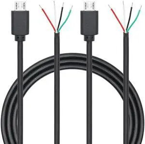 2Pcs 3FT Micro USB Male 4 Pin Open End Pigtail Cable, 24AWG Bare Wire Micro USB Power & Data Cord, DIY Repair Replacement Cable for USB Equipment 2Pcs 3FT Micro USB Male 4 Pin Open End Pigtail Cable, 24AWG Bare Wire Micro USB Power & Data Cord, DIY Repair Replacement Cable for USB Equipment