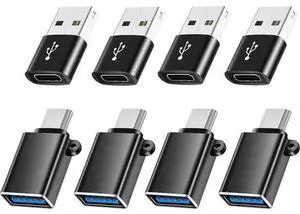 8 Pack USB C Adapters, Type C to USB 3.0 OTG Converter, USB-C Male to USB-A Female & USB-A Male to USB-C Female Adaptor, Compatible with iPhone 15, MacBook, iPad, Supports Charging & Data Transfer, Bl 8 Pack USB C Adapters, Type C to USB 3.0 OTG Converter, USB-C Male to USB-A Female & USB-A Male to USB-C Female Adaptor, Compatible with iPhone 15, MacBook, iPad, Supports Charging & Data Transfer, Bl