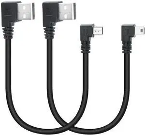 9 Inch Left & Right 90 Degree USB 2.0 A Male to Mini USB Male Cable, Short Angled Mini USB Charging Data Sync Cord for Dash Cam, Digital Camera, Hard Drive, MP3 Player, Mobile Phone, Pack of 2 9 Inch Left & Right 90 Degree USB 2.0 A Male to Mini USB Male Cable, Short Angled Mini USB Charging Data Sync Cord for Dash Cam, Digital Camera, Hard Drive, MP3 Player, Mobile Phone, Pack of 2
