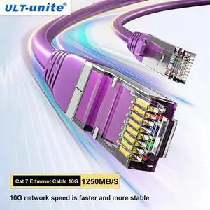 ULT-unite CAT7 Ethernet Cable 2M, 40Gbps High Speed Network Cable with 2000MHz Bandwidth, Triple-Layer Shielding & Gold-Plated RJ45 Connectors for Gaming PC, Server, 8K Video Streaming Network Connect ULT-unite CAT7 Ethernet Cable 2M, 40Gbps High Speed Network Cable with 2000MHz Bandwidth, Triple-Layer Shielding & Gold-Plated RJ45 Connectors for Gaming PC, Server, 8K Video Streaming Network Connect