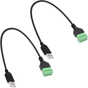 2Pcs 30cm USB 2.0 Type A Male to 5Pin Screw Terminal Block Cable, Solderless Pluggable Shield Terminal Adapter Cord, USB 2.0 A to Terminal Block Converter Extension Cable for DIY Wiring Project 2Pcs 30cm USB 2.0 Type A Male to 5Pin Screw Terminal Block Cable, Solderless Pluggable Shield Terminal Adapter Cord, USB 2.0 A to Terminal Block Converter Extension Cable for DIY Wiring Project
