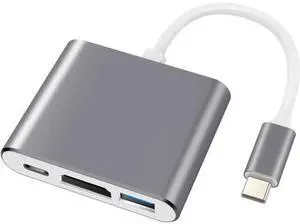 3 in 1 USB-C Multiport Digital AV Converter, Type C to 4K HDMI Adapter with 100W PD Pass-Through Charging & USB 3.0 Data Port, Portable USB C Hub for Laptop Tablet Smartphone, Grey 3 in 1 USB-C Multiport Digital AV Converter, Type C to 4K HDMI Adapter with 100W PD Pass-Through Charging & USB 3.0 Data Port, Portable USB C Hub for Laptop Tablet Smartphone, Grey