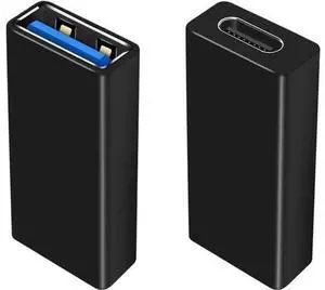 2 Pack Black USB C Female to USB A Female Adapter, 5Gbps Type-C to USB-A Converter OTG Connector, Support Data Sync & Power Transfer for Laptop, MacBook Pro and USB Peripherals 2 Pack Black USB C Female to USB A Female Adapter, 5Gbps Type-C to USB-A Converter OTG Connector, Support Data Sync & Power Transfer for Laptop, MacBook Pro and USB Peripherals