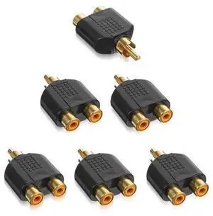 6 Pack RCA Y Splitter Adapter, 1 RCA Male to 2 RCA Female Audio Video Splitter, RCA AV Signal Splitter Cable Converter for TV, Speaker, Monitor, Audio and Video Equipment Connection 6 Pack RCA Y Splitter Adapter, 1 RCA Male to 2 RCA Female Audio Video Splitter, RCA AV Signal Splitter Cable Converter for TV, Speaker, Monitor, Audio and Video Equipment Connection