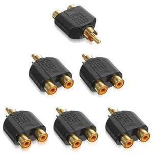 6 Pack RCA Y Splitter Adapter, 1 RCA Male to 2 RCA Female Audio Video Splitter, AV Signal Connector Converter for TV, Speakers and Other Audio Video Multimedia Equipment 6 Pack RCA Y Splitter Adapter, 1 RCA Male to 2 RCA Female Audio Video Splitter, AV Signal Connector Converter for TV, Speakers and Other Audio Video Multimedia Equipment