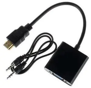 HDMI Male to VGA Female Converter Adapter with 3.5mm Audio Jack, 1080P HDMI to VGA Video Adapter for Laptop, Xbox 360, HDTV, Monitor, Projector HDMI Male to VGA Female Converter Adapter with 3.5mm Audio Jack, 1080P HDMI to VGA Video Adapter for Laptop, Xbox 360, HDTV, Monitor, Projector