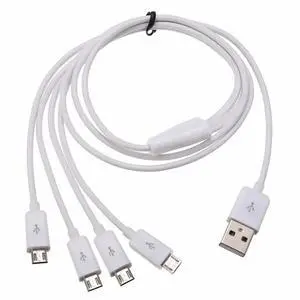 4-in-1 Micro USB Splitter Charging Cable, USB Type A Male to 4 Micro USB Male Cord, Multi Micro USB Adapter Cable for Charging & Data Sync, 1.64ft White 4-in-1 Micro USB Splitter Charging Cable, USB Type A Male to 4 Micro USB Male Cord, Multi Micro USB Adapter Cable for Charging & Data Sync, 1.64ft White