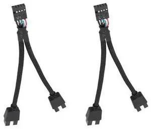 2Pcs USB 2.0 9Pin Header Y Splitter Cable, Motherboard 9-Pin to Dual 9Pin Extension Cord, Internal HD Audio & USB Expansion Cable for PC, Black 2Pcs USB 2.0 9Pin Header Y Splitter Cable, Motherboard 9-Pin to Dual 9Pin Extension Cord, Internal HD Audio & USB Expansion Cable for PC, Black