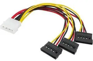 22cm 4Pin Molex IDE to 3-Port SATA Power Splitter Cable, Molex Male to Triple SATA Female Hard Drive Power Y Splitter for PC HDD SSD Optical Drive 22cm 4Pin Molex IDE to 3-Port SATA Power Splitter Cable, Molex Male to Triple SATA Female Hard Drive Power Y Splitter for PC HDD SSD Optical Drive
