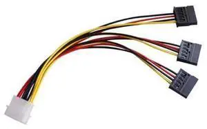 IDE 4Pin Male to 3 Port SATA 15Pin Female Power Splitter Cable 22cm, Molex LP4 to SATA Power Adapter Cord for HDD SSD Optical Drive, Compatible with ATX PSU for PC Storage Expansion IDE 4Pin Male to 3 Port SATA 15Pin Female Power Splitter Cable 22cm, Molex LP4 to SATA Power Adapter Cord for HDD SSD Optical Drive, Compatible with ATX PSU for PC Storage Expansion