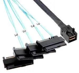 1M Mini SAS Cable SFF-8643 to 4X SFF-8482 Connectors with SATA Power, 3.3FT SFF-8643 to SFF-8482 Hard Drive Breakout Cable, Internal Mini SAS HD to SAS HDD Adapter Cord for RAID Controller, Server Sto 1M Mini SAS Cable SFF-8643 to 4X SFF-8482 Connectors with SATA Power, 3.3FT SFF-8643 to SFF-8482 Hard Drive Breakout Cable, Internal Mini SAS HD to SAS HDD Adapter Cord for RAID Controller, Server Sto