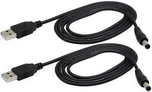 2Packs USB 2.0 A Male to DC 5.5x2.5mm Male Power Cable 1M/3.3FT, 5V DC Barrel Jack Charging Adapter Cord, USB to DC 5.5*2.5mm Power Supply Wire for Tablet, Electronic Dog, Access Control Attendance Ma 2Packs USB 2.0 A Male to DC 5.5x2.5mm Male Power Cable 1M/3.3FT, 5V DC Barrel Jack Charging Adapter Cord, USB to DC 5.5*2.5mm Power Supply Wire for Tablet, Electronic Dog, Access Control Attendance Ma