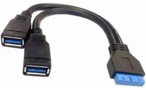 USB 3.0 20Pin Male to Female Extension Cable, Motherboard 20Pin Header Splitter Cable, Convert Single 20Pin Header to 2 Ports USB3.0 Female Connector for PC Front Panel Expansion USB 3.0 20Pin Male to Female Extension Cable, Motherboard 20Pin Header Splitter Cable, Convert Single 20Pin Header to 2 Ports USB3.0 Female Connector for PC Front Panel Expansion