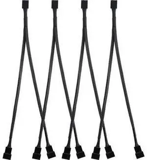 4 Pack PWM Fan Y Splitter Cable, 4 Pin 1 to 2 PC Cooling Fan Power Converter, Black Braided Sleeved Fan Extension Adapter for Computer Chassis 4 Pack PWM Fan Y Splitter Cable, 4 Pin 1 to 2 PC Cooling Fan Power Converter, Black Braided Sleeved Fan Extension Adapter for Computer Chassis