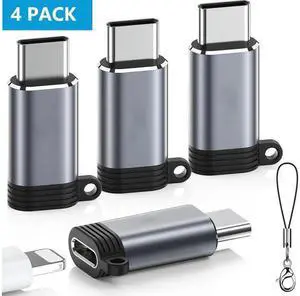 Lightning Female to USB C Male Adapter 4 Pack, Type-C Charging & Data Transfer Converter Compatible with iPhone 15/15 Pro/15 Pro Max/15 Plus, iPad Air, Samsung Devices, Not Support Audio and OTG Funct Lightning Female to USB C Male Adapter 4 Pack, Type-C Charging & Data Transfer Converter Compatible with iPhone 15/15 Pro/15 Pro Max/15 Plus, iPad Air, Samsung Devices, Not Support Audio and OTG Funct