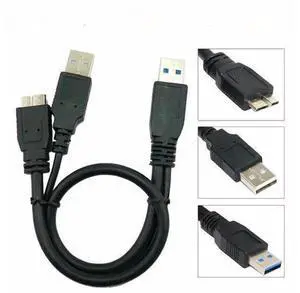 50CM USB 3.0 Y Shape Dual Power Cable, 2X USB Type A Male to Micro B Male Cord, Up to 5Gbps High Speed Data Transfer Wire, Extra Power Supply Cable for External Hard Disk Drives 50CM USB 3.0 Y Shape Dual Power Cable, 2X USB Type A Male to Micro B Male Cord, Up to 5Gbps High Speed Data Transfer Wire, Extra Power Supply Cable for External Hard Disk Drives