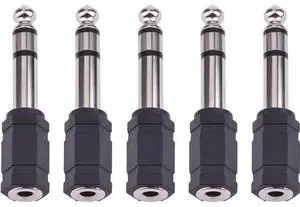 eBoot 6.35mm (1/4 Inch) Male to 3.5mm (1/8 Inch) Female Stereo Audio Adapter, Black Headphone Jack Converter for Amplifiers Mixers Headsets, Pack of 5 eBoot 6.35mm (1/4 Inch) Male to 3.5mm (1/8 Inch) Female Stereo Audio Adapter, Black Headphone Jack Converter for Amplifiers Mixers Headsets, Pack of 5
