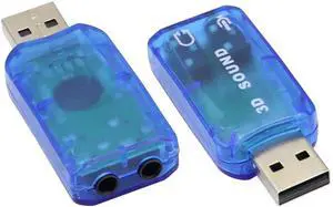 External USB 2.0 Virtual 5.1 Channel 3D Audio Sound Card Adapter, USB to 3.5mm Headphone & Microphone Jack Converter Compatible with Windows Mac PC Laptop, 2 Pack Blue External USB 2.0 Virtual 5.1 Channel 3D Audio Sound Card Adapter, USB to 3.5mm Headphone & Microphone Jack Converter Compatible with Windows Mac PC Laptop, 2 Pack Blue